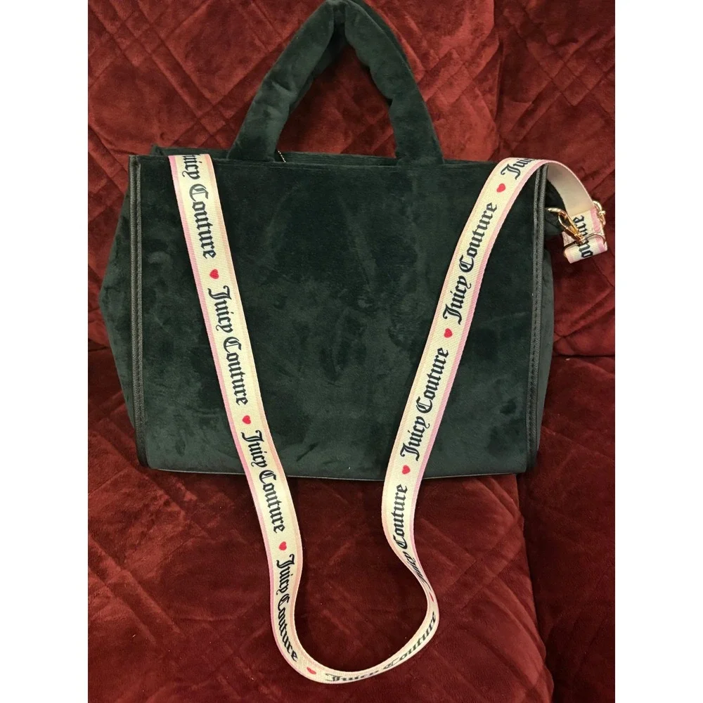 Juicy Couture Liquorice Extra‎ Spender Tote Bag Black Velour Rhinestone NWT
